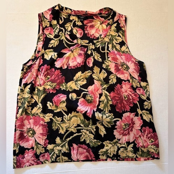 Talbots sleeveless floral silk cotton top Sz-12P. R10 - Picture 3 of 8